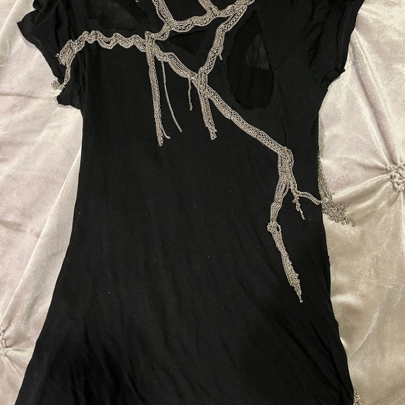 Alice and Olivia “Rock ‘n’ Roll” Black & Silver Chain Top. 🖤 - Picture 4 of 4